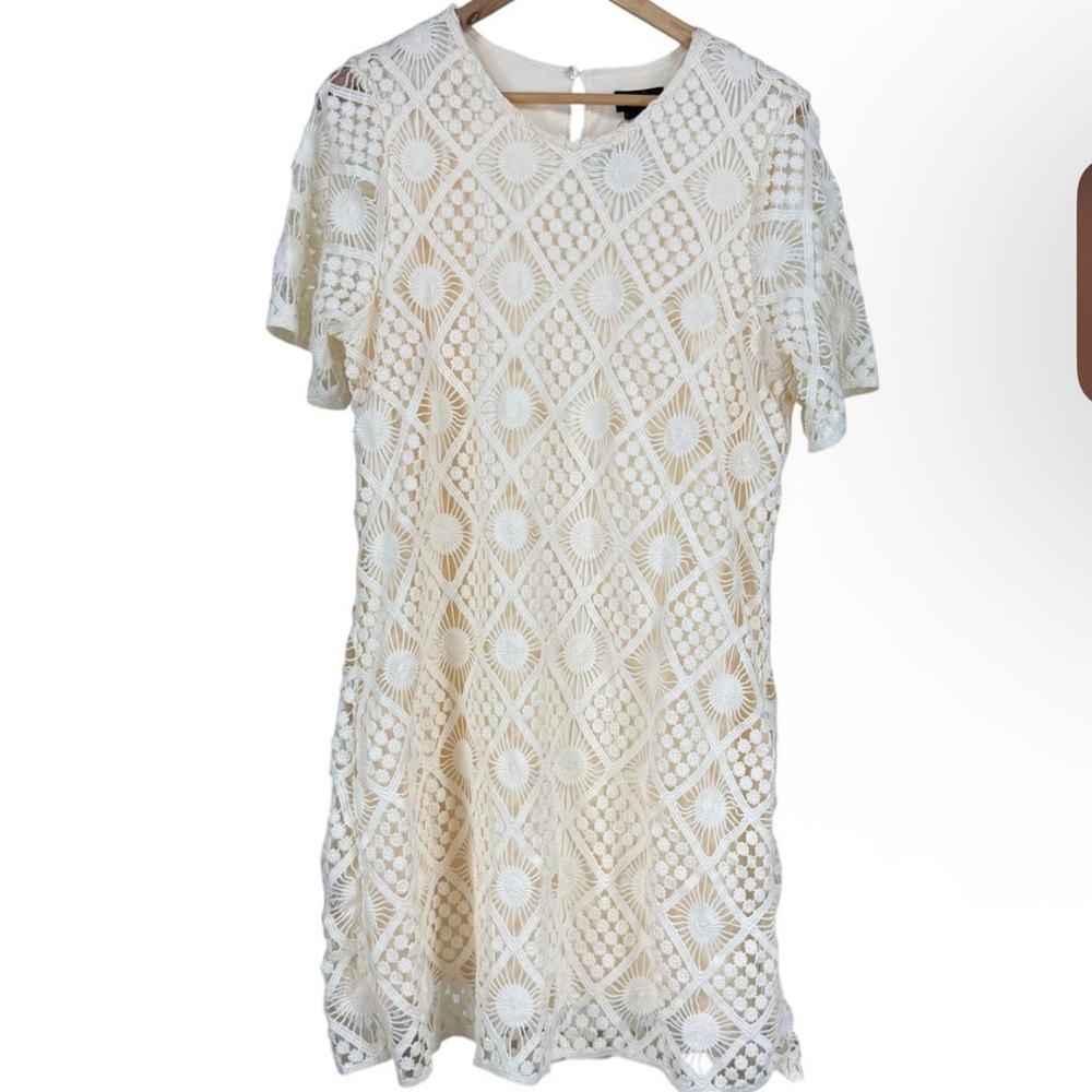 City Chic Crochet Vibes Dress Ecru Women's Size 16/S